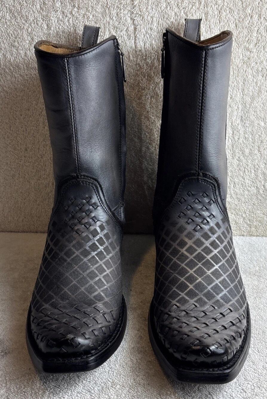 Cuadra gray casual cowboy square toe zip leather ankle boots men SZ 7 EE 41081